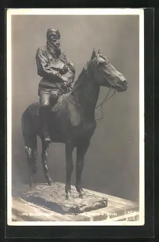 AK Tolstoi a Cheval, Darstellung von Tolstoi auf einem Pferd