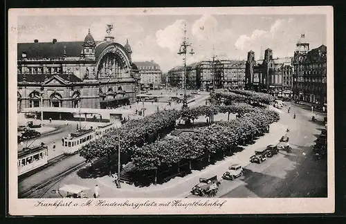 AK Frankfurt /Main, Hindenburgplatz mit Hauptbahnhof
