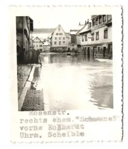 9 Fotografien unbekannter Fotograf, Ansicht Altensteig, Hochwasser-Flutkatastrophe 1937, Poststrasse, Bahnhofstrasse u.a.