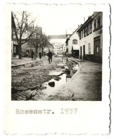 9 Fotografien unbekannter Fotograf, Ansicht Altensteig, Hochwasser-Flutkatastrophe 1937, Poststrasse, Bahnhofstrasse u.a.