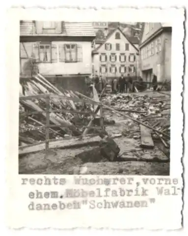 9 Fotografien unbekannter Fotograf, Ansicht Altensteig, Hochwasser-Flutkatastrophe 1937, Poststrasse, Bahnhofstrasse u.a.
