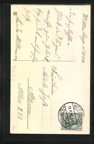 Künstler-AK Geburtstagsgruss, Reichskriegsflagge, Eichenlaub