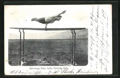 AK Turner am Barren, Stützwage links, halbe Drehung links