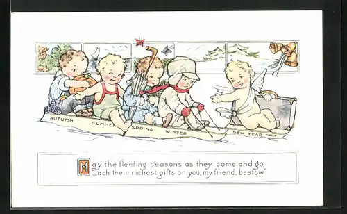 Künstler-AK May the fleeting seansons as they come and go each their richest gifts on you, my friend, bestow