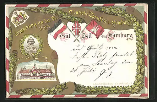 Lithographie Hamburg, IX. Deutsche Turnfest 1898