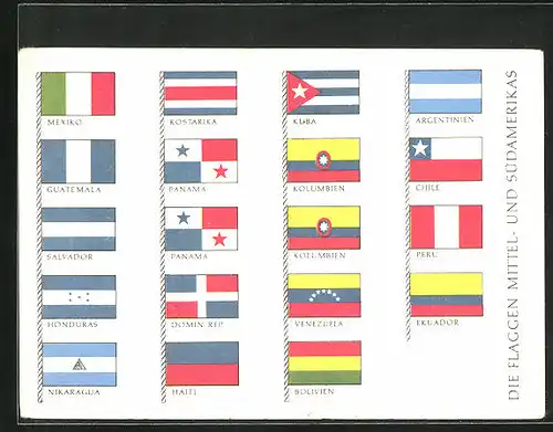 AK Die Flaggen Mittel- und Südamerikas