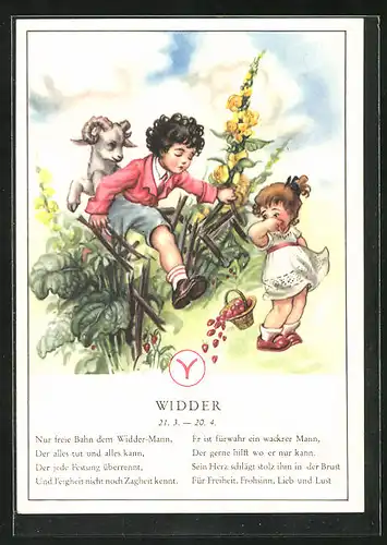 Künstler-AK Sternzeichen Widder, Wesenszüge