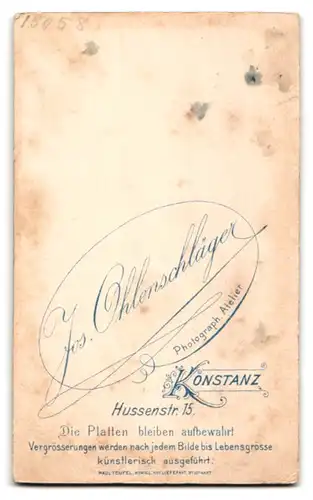 Fotografie Jos. Ohlenschläger, Konstanz, Hussenstrasse 15, Portrait, Frau zur Seite blickend