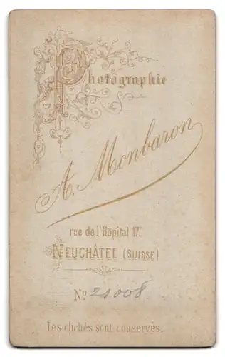 Fotografie A. Monbaron, Neuchâtel, Rue de l`Hôpital 17, Portrait, Mann mit Zwirbelbart