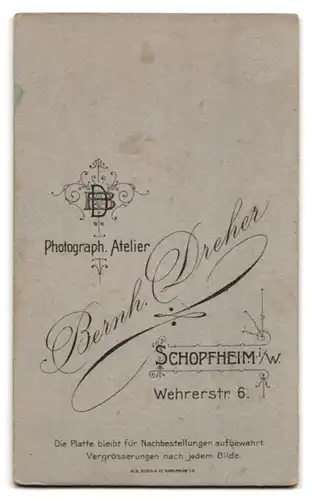 Fotografie B. Dreher, Schopfheim i. W., Wehrerstr. 6, junge Dame steht verträumt vor Studiokulisse