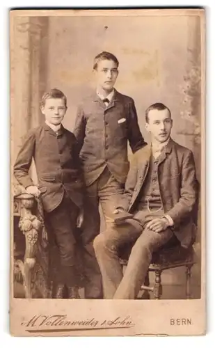 Fotografie M. Vollenweider & Sohn, Bern, Postgasse 68, Knabe & Burschen zünftig gekleidet
