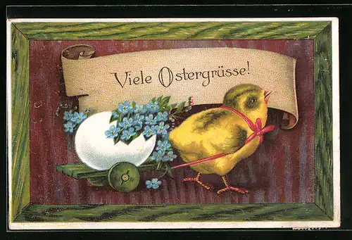 AK Osterküken mit Osterei