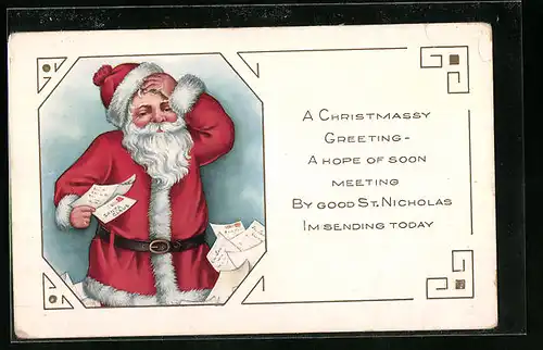 AK Weihnachtsmann mit Wunschzetteln, Christmas Greetings