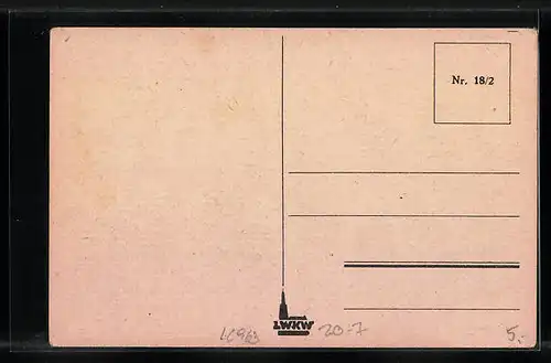 AK Gruss vom Krampus!, Rute mit Skiern