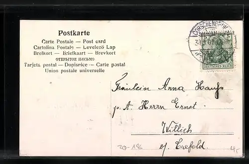 Präge-AK Hufeisen mit Kätzchenzweigen, Ostergruss