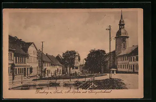 AK Dornburg a. Saale, Marktplatz mit Kriegerdenkmal