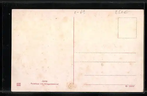 AK Jena, Forsthaus mit Kriegerdenkmal