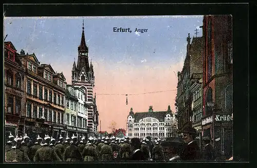 AK Erfurt, Anger mit Geschäften und Soldaten