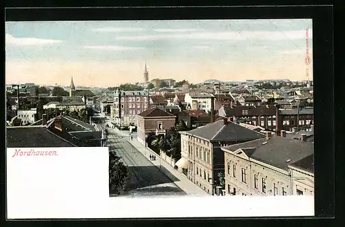 AK Nordhausen, Teilansicht mit Strassenpartie