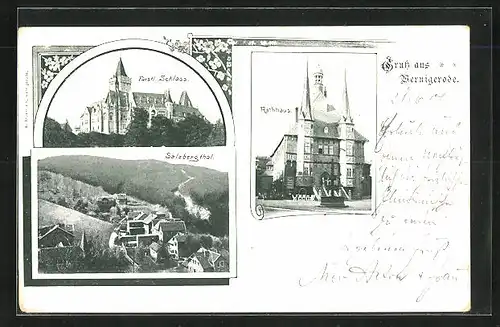 AK Wernigerode, Fürstliches Schloss, Rathaus, Salzbergtal