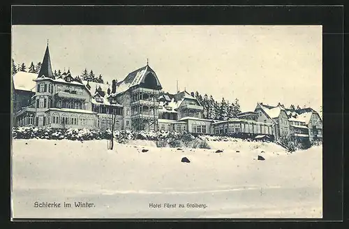 AK Schierke, Hotel Fürst zu Stolberg im Schnee