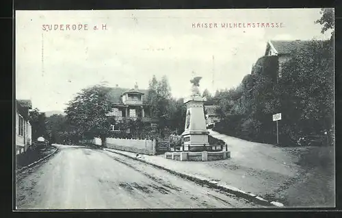 AK Suderode a. H., Kaiser Wilhelmstrasse mit Denkmal