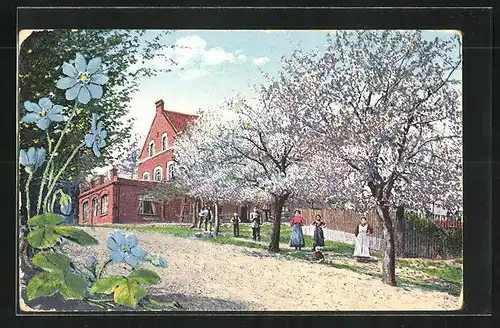 AK Rothstein, Ortspartie in Frühlingspracht