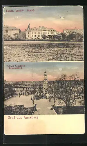 AK Annaburg, Schule mit Lazarett und Schloss, Schloss Annaburg Innenansicht