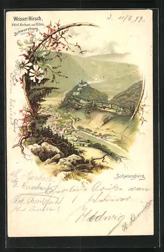 Lithographie Schwarzburg /Thüringen, Teilansicht