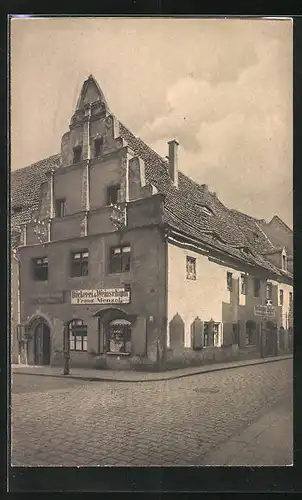 AK Meissen, Giebel am Kleinmarkt mit Gasthaus und Bäckerei