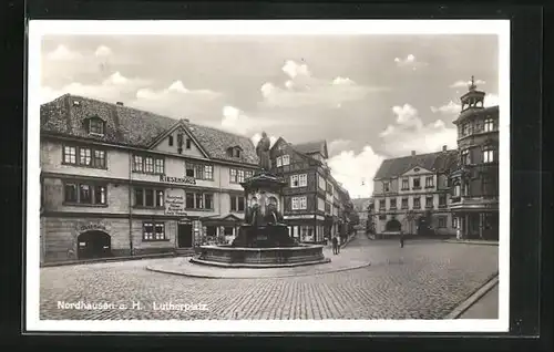 AK Nordhausen a. H., Gasthaus Riesenhaus am Lutherplatz