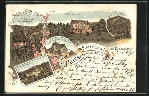 Lithographie Friedrichroda, Gothaisches Gasthaus Inselberg, Reinhardsbrunn, Gottlob