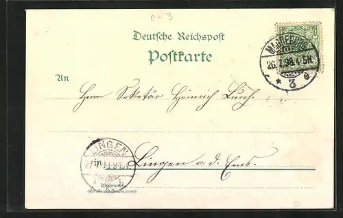 Lithographie Magdeburg, Kaiser Otto Denkmal, Dom, Flusspartie mit Dampfern