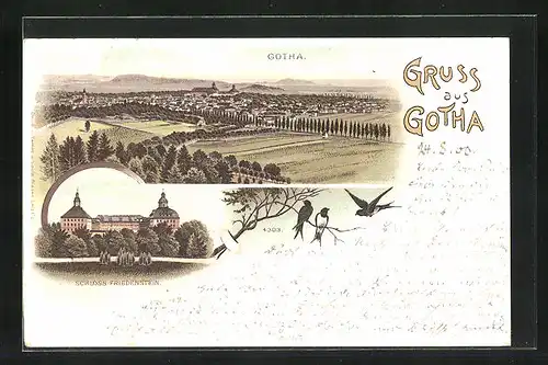 Lithographie Gotha, Schloss Friedenstein
