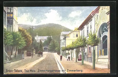 AK Gross-Tabarz, Zimmerbergstrasse mit Zimmerberg