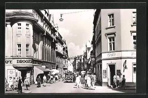 AK Zeitz, Wendische Strasse mit Geschäften