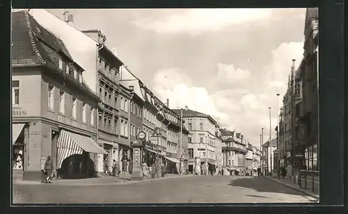 AK Zeitz, Leninstrasse mit Geschäften