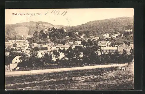 AK Bad Elgersburg i. Thür., Blick auf den Ort vom Felde aus