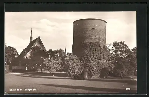 AK Salzwedel, Burgturm und Kirche