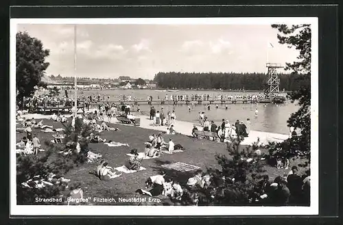 AK Neustädtel /Erzgeb., Blick auf das Strandbad Bergsee