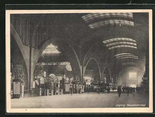 AK Leipzig, Innenraum des Hauptbahnhofes