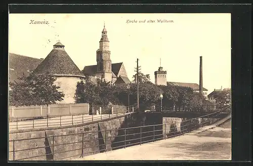 AK Kamenz, Kirche und alter Wallturm