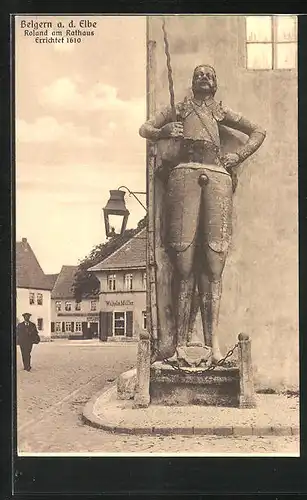AK Belgern a. d. Elbe, Roland am Rathaus