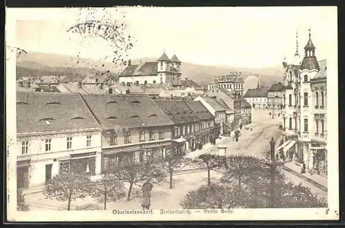 AK Oberleutensdorf / Litvinov, Freiheitsplatz mit Breiter Strasse