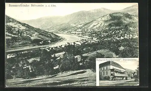 AK Sebusein /Elbe, Restaurant Vergissmeinnicht, Gesamtansicht