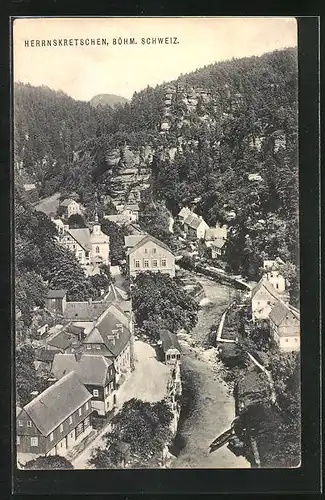 AK Herrnskretschen / Hrensko, Panorama