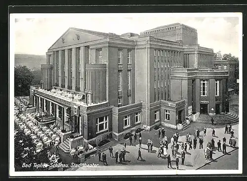 AK Teplitz Schönau / Teplice, Stadttheater mit Restaurant