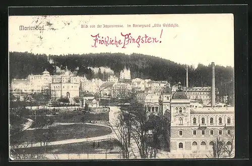 AK Marienbad, Blick von der Jägerstrasse mit Villa Waldidyll