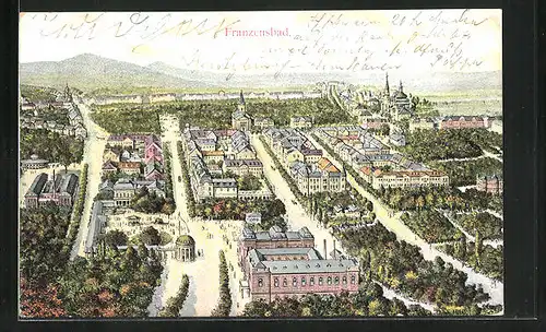 AK Franzensbad, Gesamtansicht aus der Vogelschau