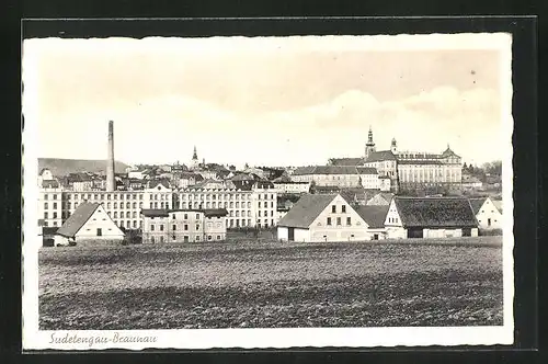 AK Braunau, Totalansicht mit Kirche